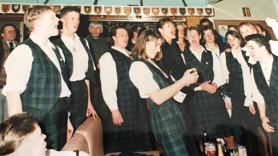 Kim Littlejohn remembers the Black Watch tartan uniforms they wore after the games