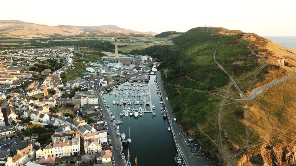 Aerial view of Peel Marina