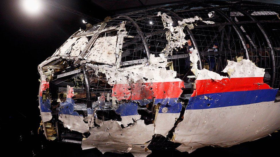 The wreckage of the cockpit of flight MH17
