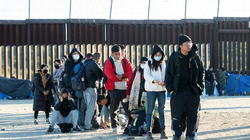 Migrants at border near Jacumba, California