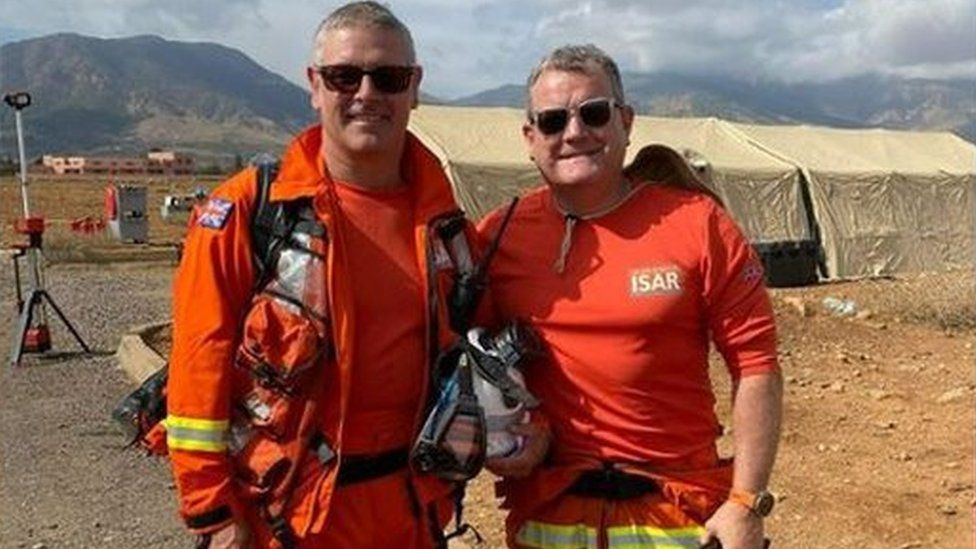 Steve Willat and Chris Geary from Leicestershire Fire and Rescue Service in Morocco