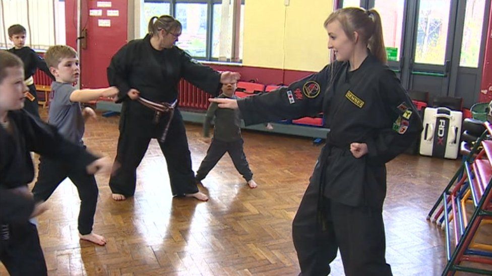 Bethan Owen teaching karate