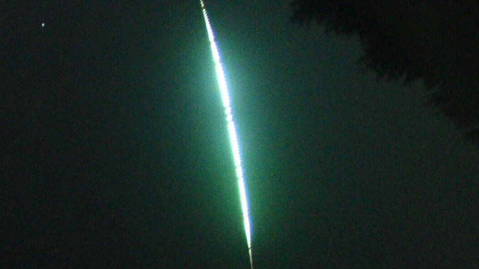 An image of the bright meteor fireball on 12 May, captured by a camera belonging to the UK Fireball Network.