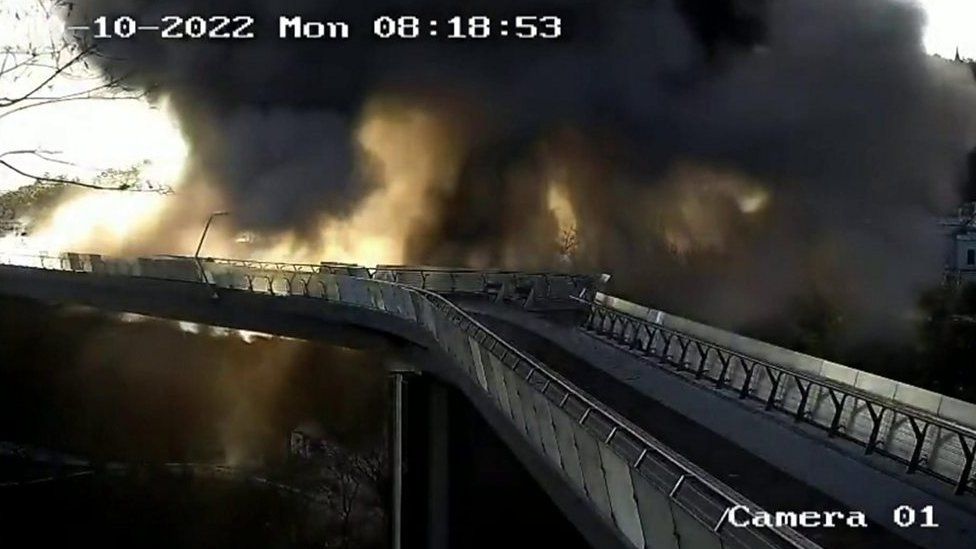Kyiv bridge struck by missile