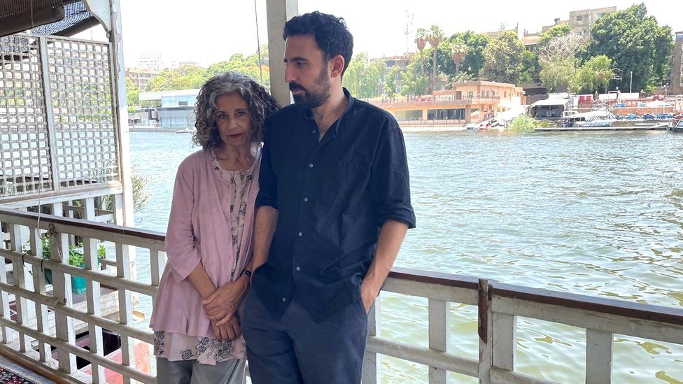 Egyptian novelist Ahdaf Soueif and her son, the writer Omar Robert Hamilton, on their houseboat
