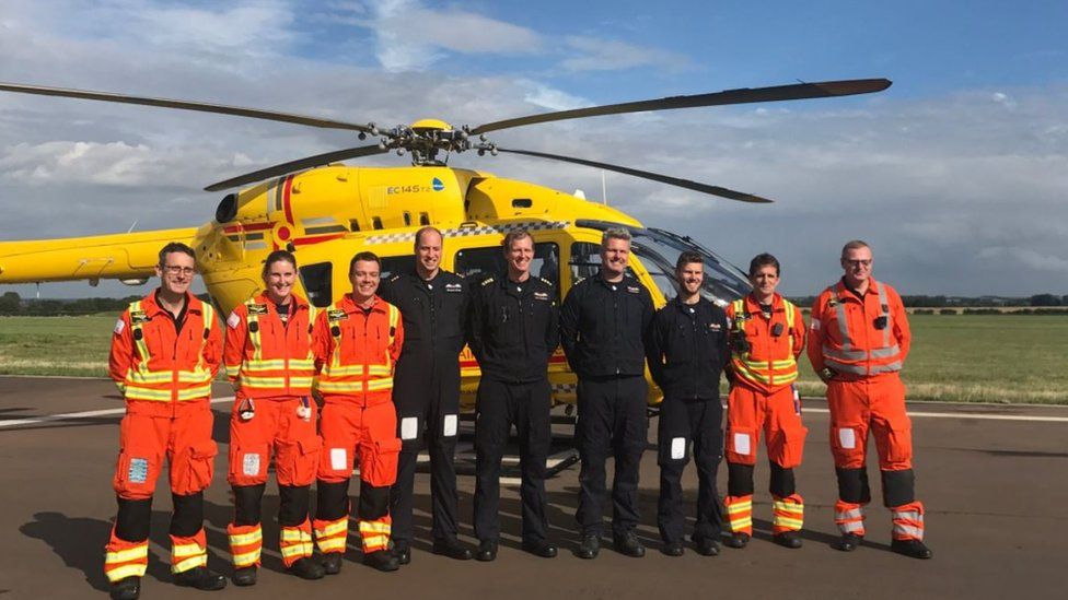 Prince William and air ambulance medics and crew