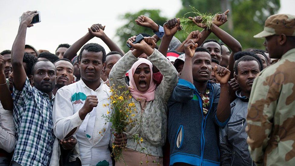 Anti-government protesters in Oromia, Ethiopia - 2016