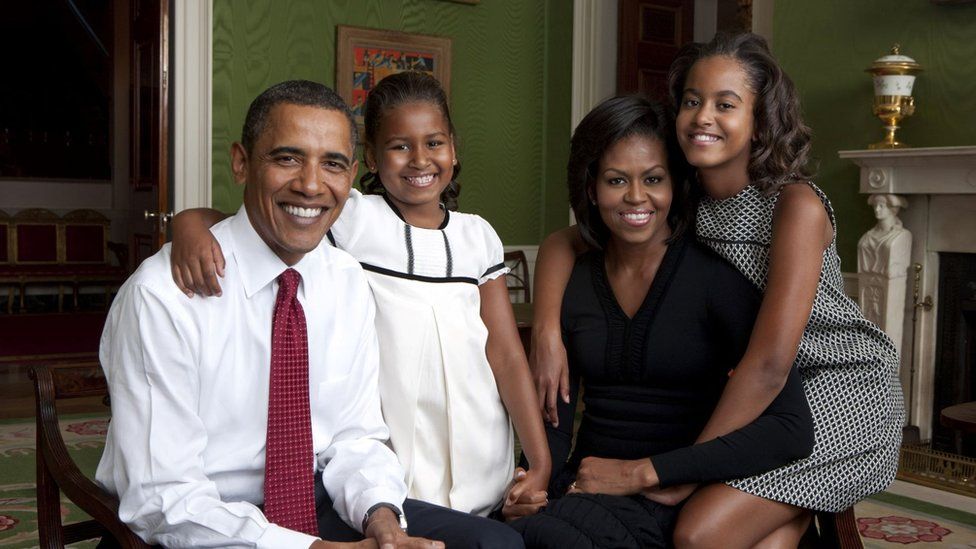 President Barack Obama, First Lady Michelle Obama, and their daughters, Malia and Sasha, sit for a family portrait in the Green Room of the White House, Sept. 1, 2009. Photo by Annie Leibovitz