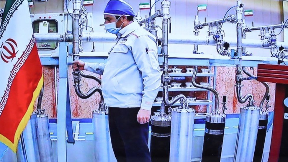 An Iranian government handout showing work at the Natanz nuclear facility