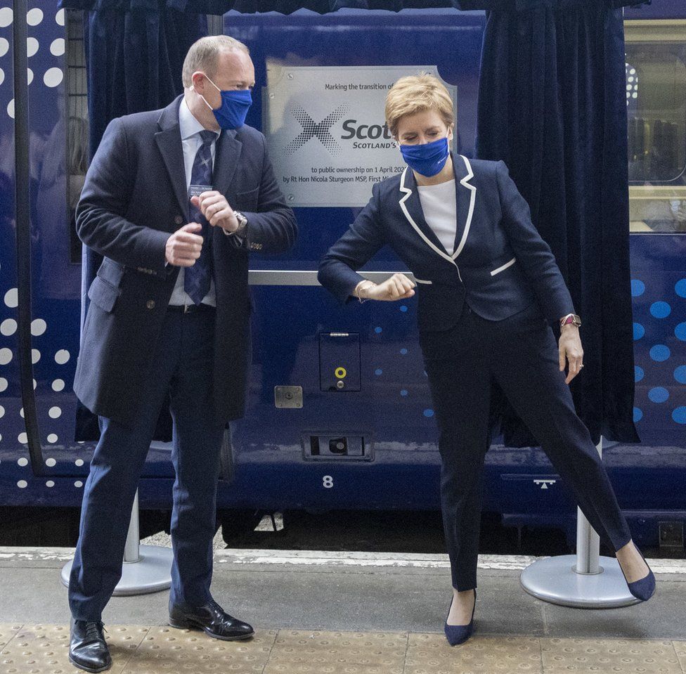 Nicola Sturgeon and Alex Hynes, Scotland’s Railway managing director