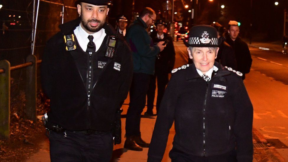 Dame Cressida Dick joins police officers at Clapham Common as part of reassurance patrols