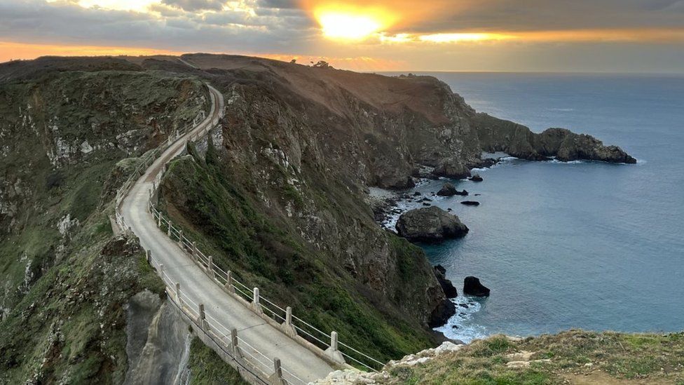 A drone shot of Sark