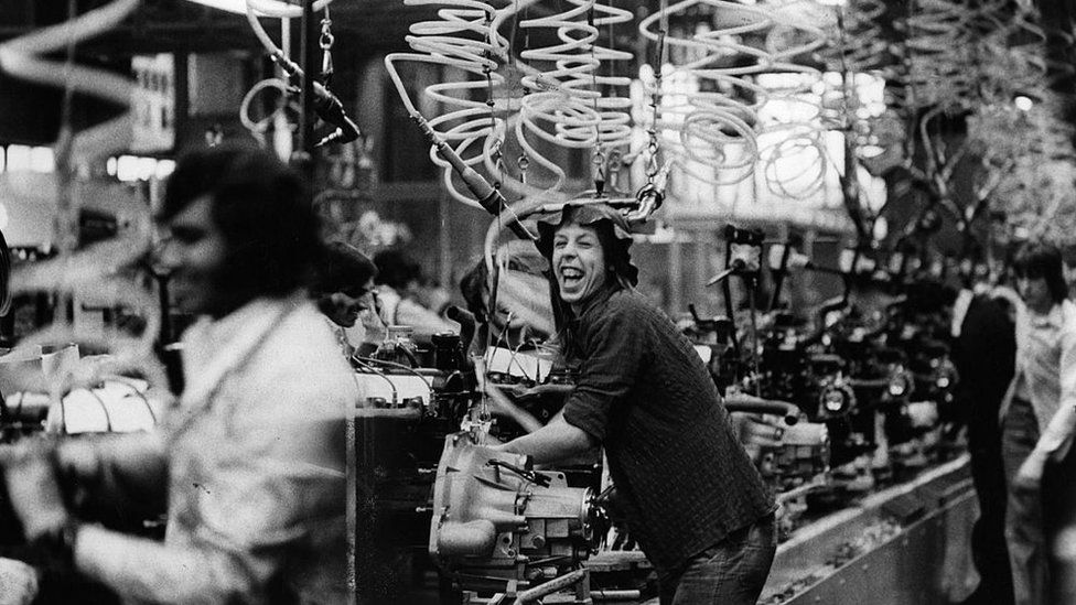 Workers at the Ford plant in Dagenham