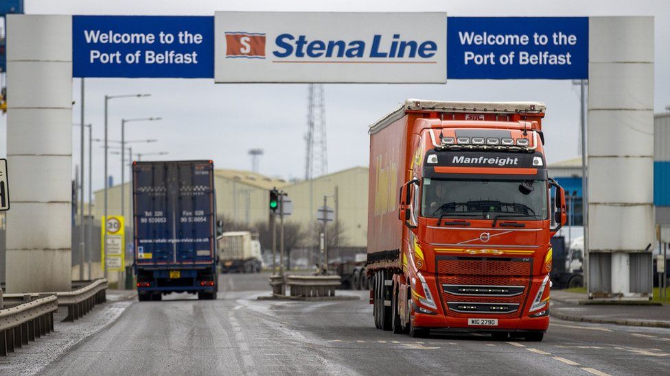 Freight lorries travelling through the Port of Belfast (archive photo)