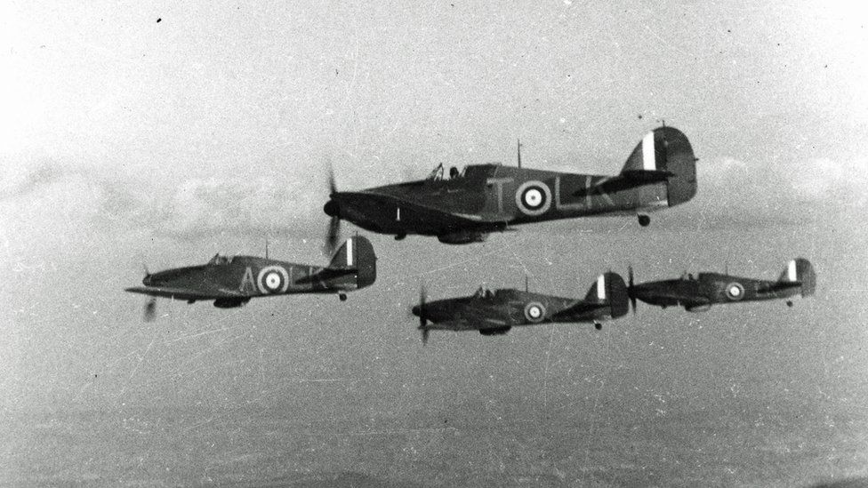 Squadron of four Hurricanes