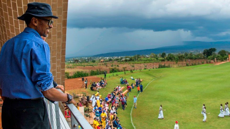President Paul Kagame visits the Gahanga Cricket Oval, during the official inauguration, on 28 October 2017