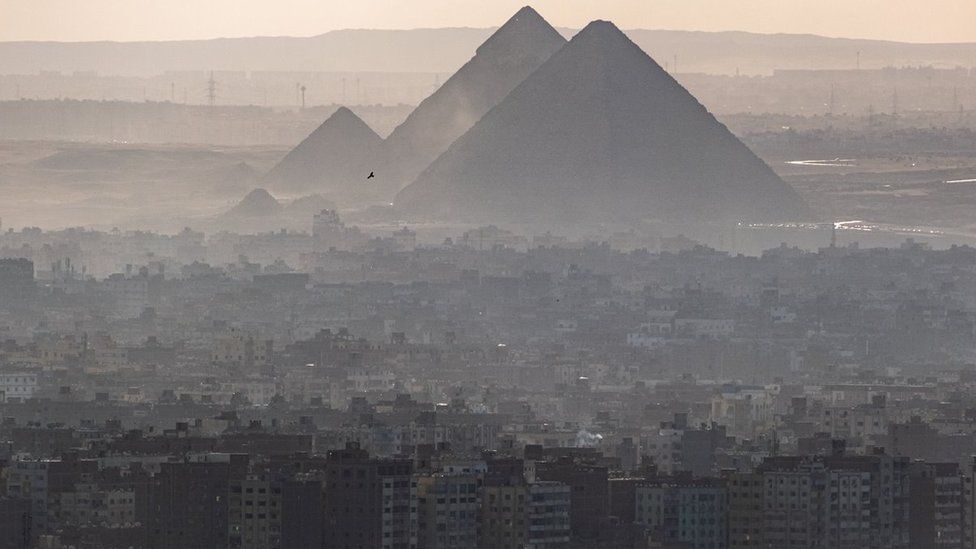 Giza with the pyramids in the background