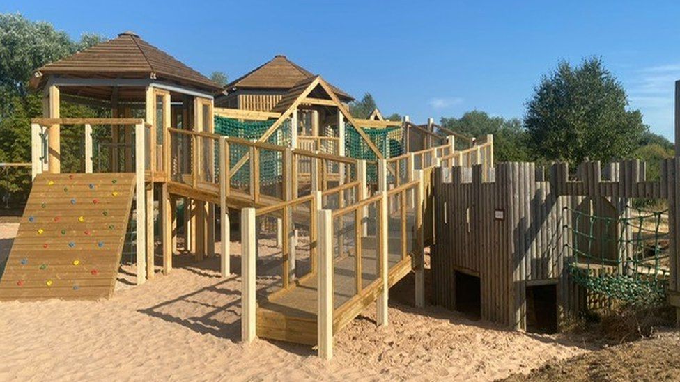 A new play tower at Stanwick Lakes, Northamptonshire
