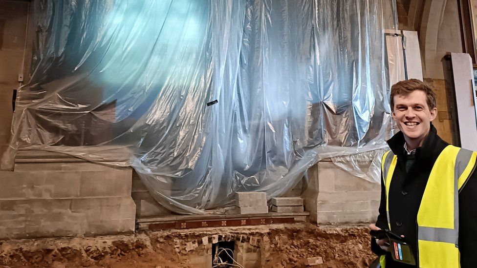 The Reverend Tom Houston in Kettering Arts Centre during renovation