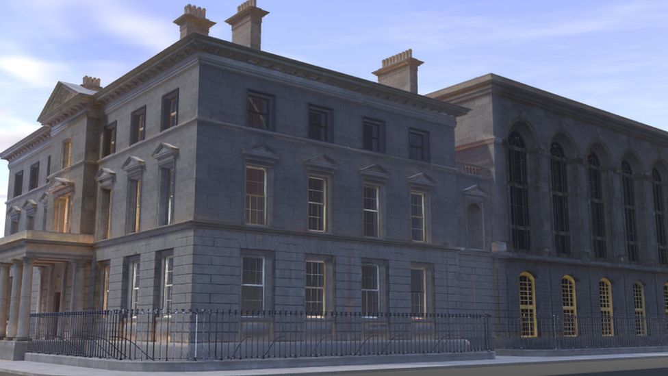 A 3D model of the Public Record Office of Ireland destroyed on 30 June 1922