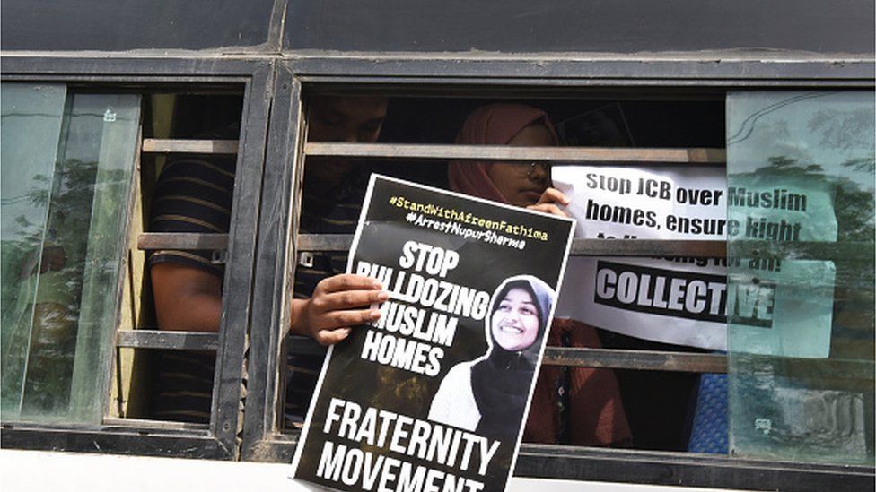 A protest in Delhi against demolitions