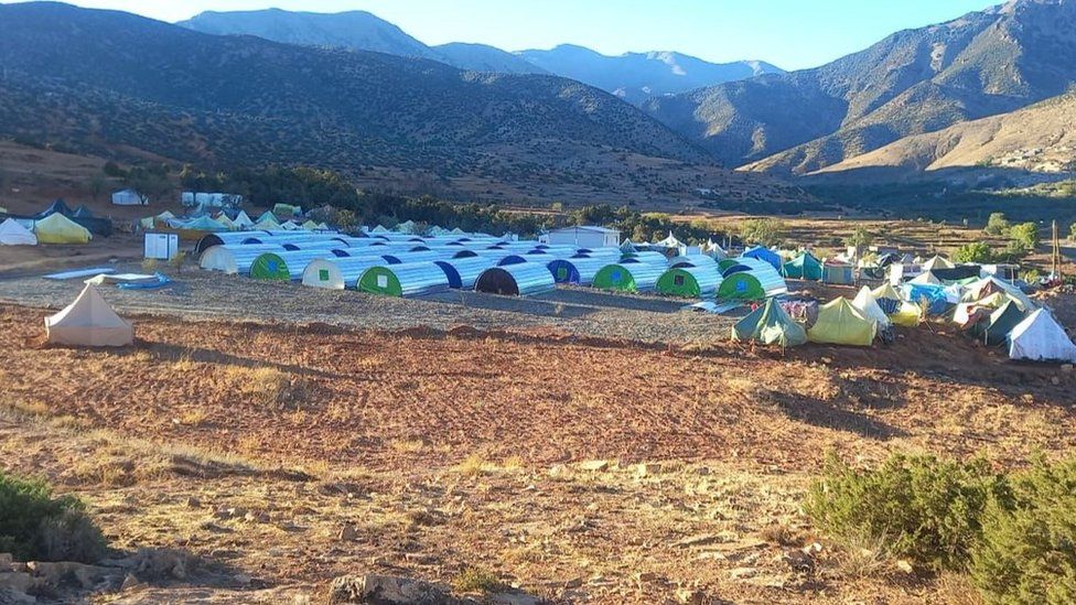 Shelters built in Morocco after earthquake