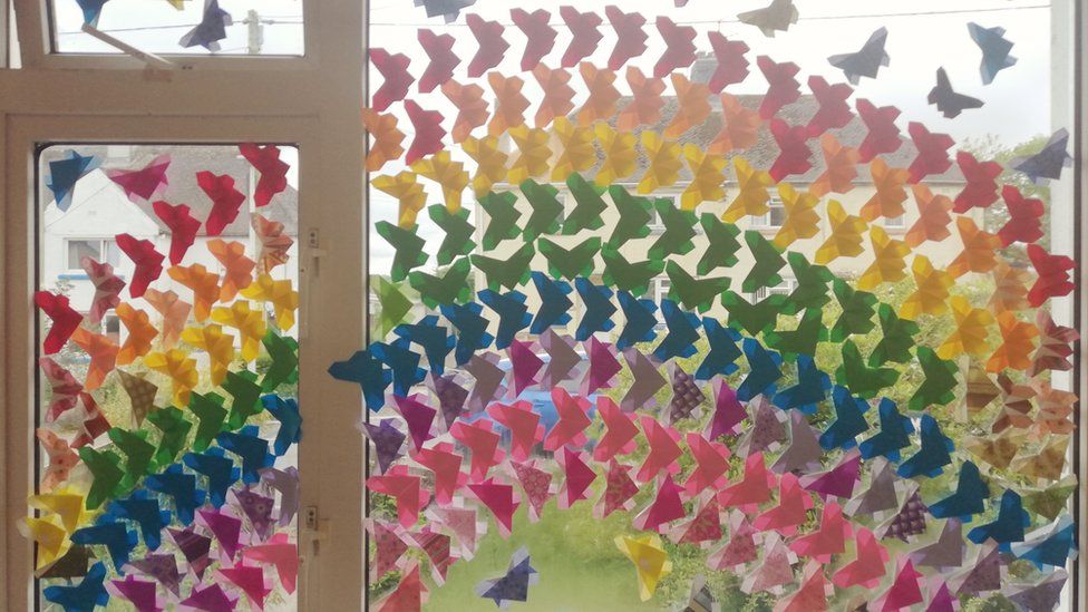 Spare butterflies on the window