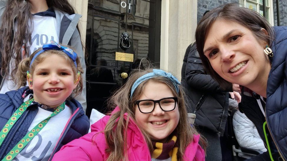 Emily went to Downing Street with her mum, Louise, and sister Grace