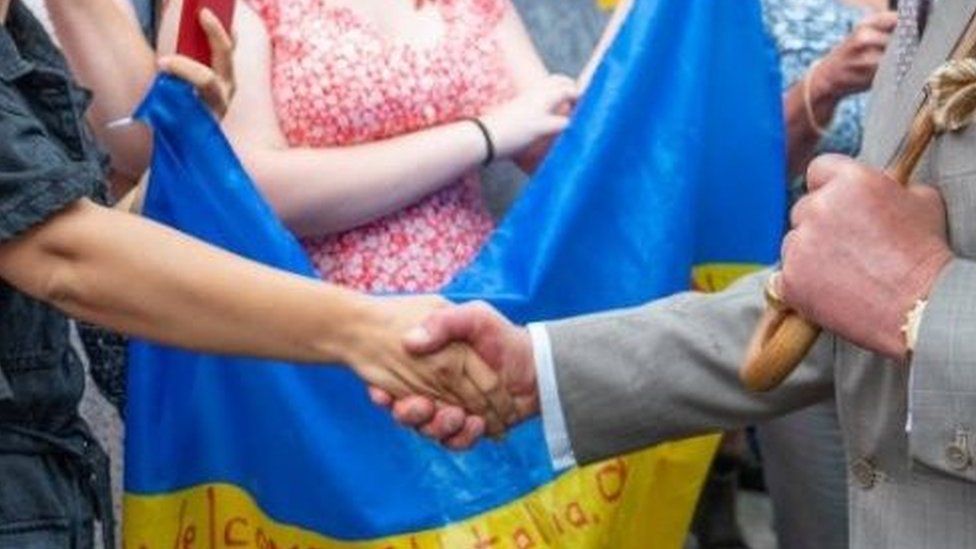 King Charles meeting Ukrainian refugees in 2022