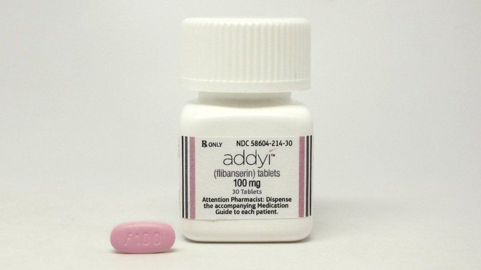 A pill bottle containing Addyi, dubbed the "female Viagra"