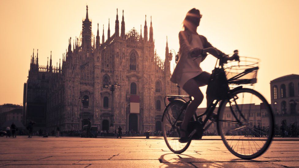 Cycling in Milan, Italy