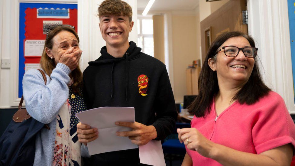 student getting A-level results
