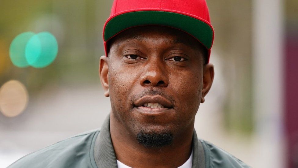 Dizzee Rascal arriving for the sentencing hearing.