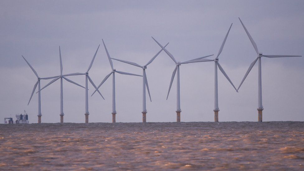 An offshore wind farm in the Irish Sea