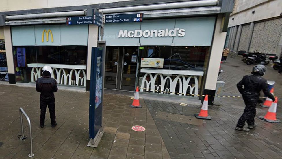 An exterior shot of the McDonald's on the Horsefair in Bristol city centre