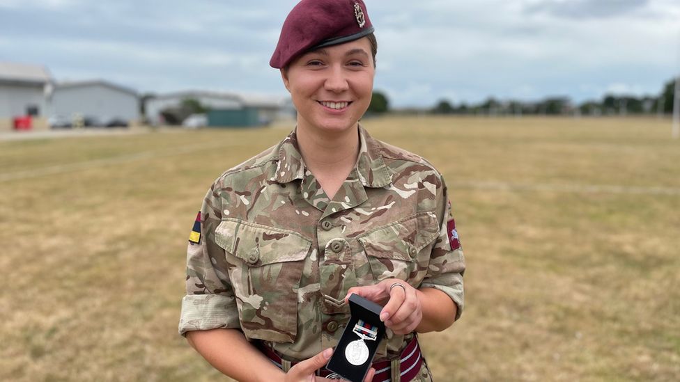Cpl Hannah Beaumont with her medal