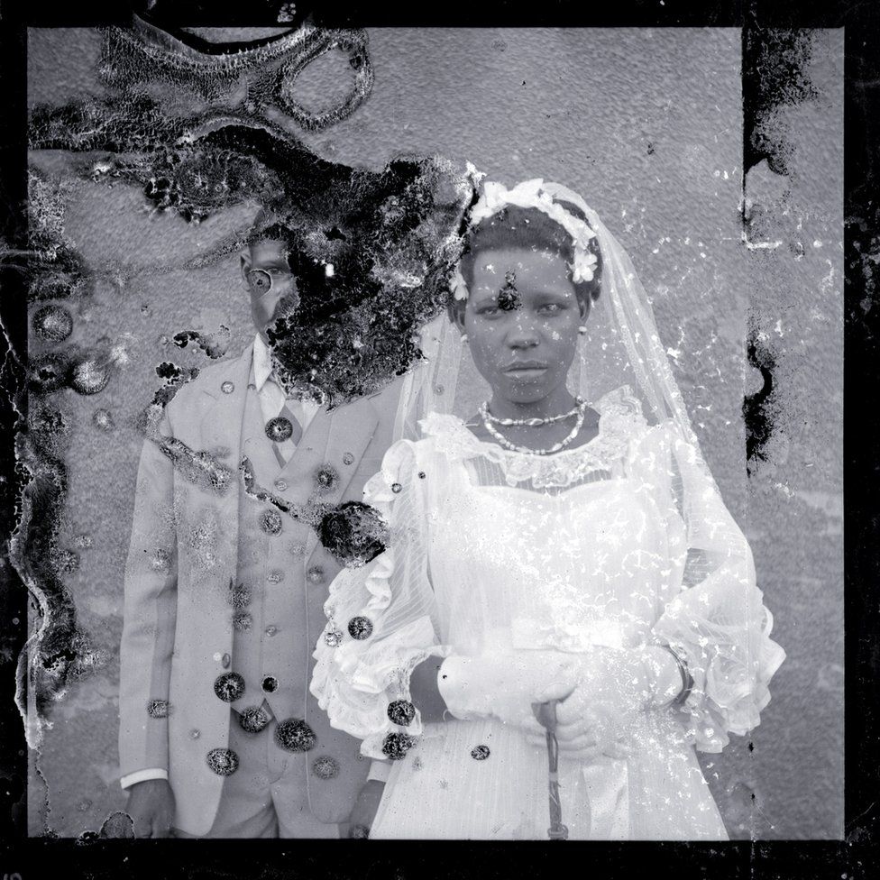 Damaged wedding photograph