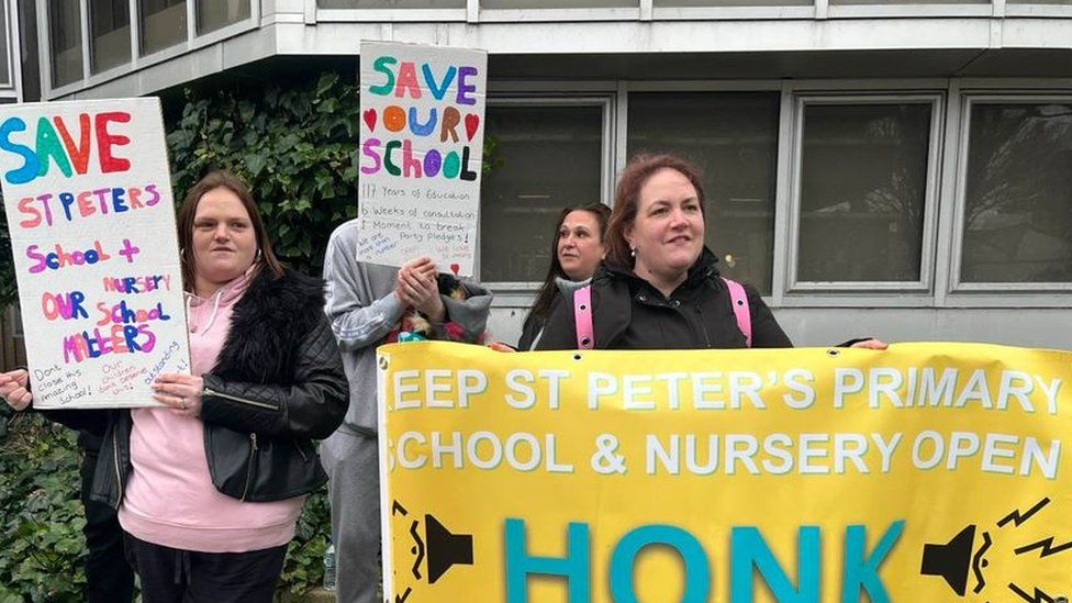 Parents protesting school closure