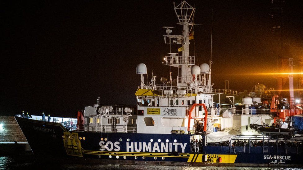 Humanity 1 pulling into the port of Catania
