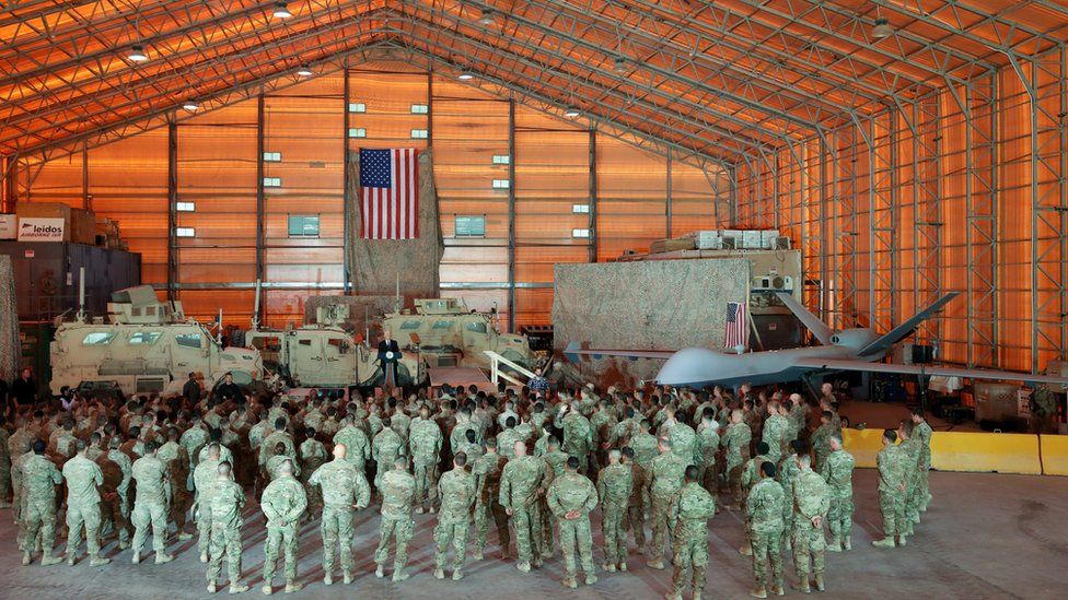 Mike Pence addresses troops in Iraq