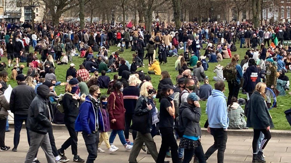 Protesters in College Green