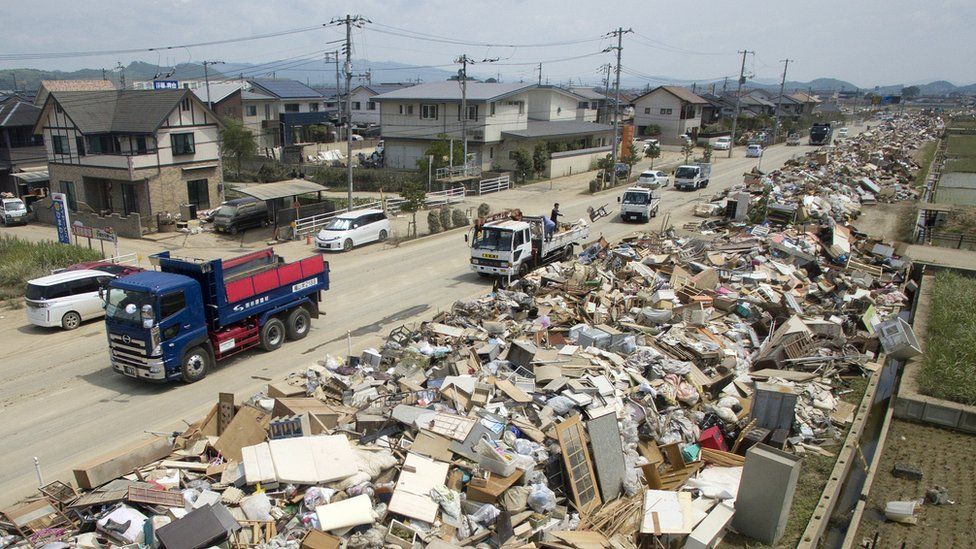 The aftermath of floods in Japan