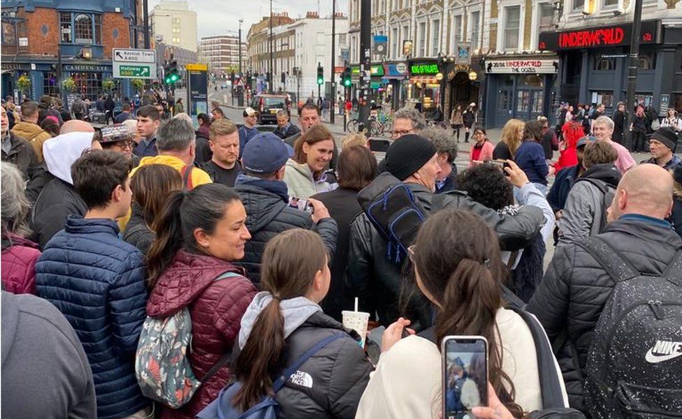 Steve and Pavel and crowds in Camden, London