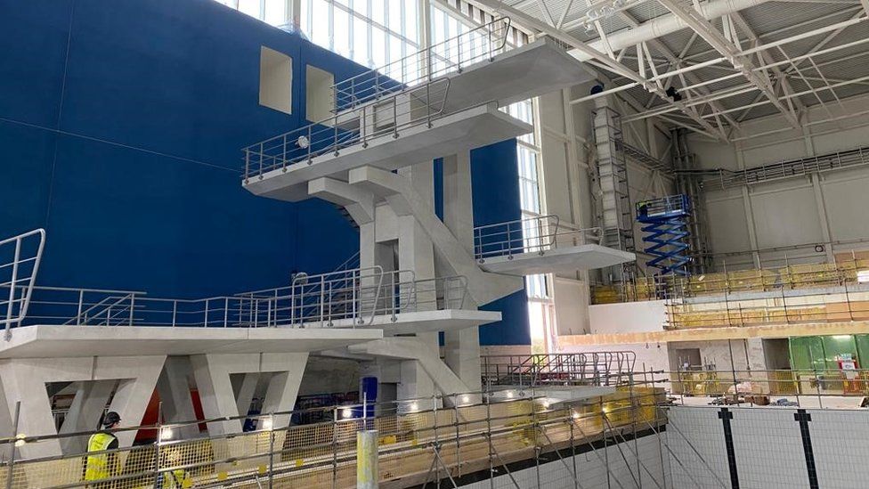 Aquatics centre diving board