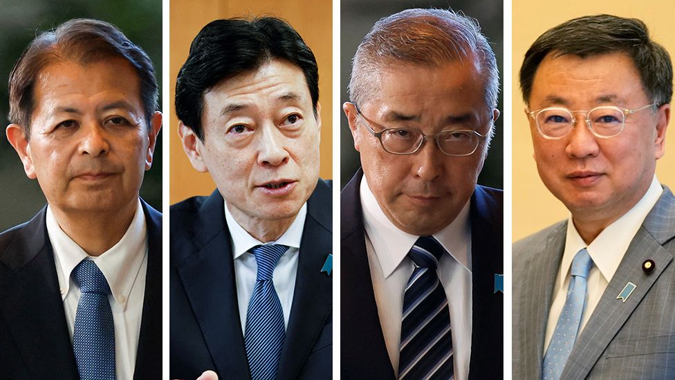 Pictures of Japanese ministers who have resigned