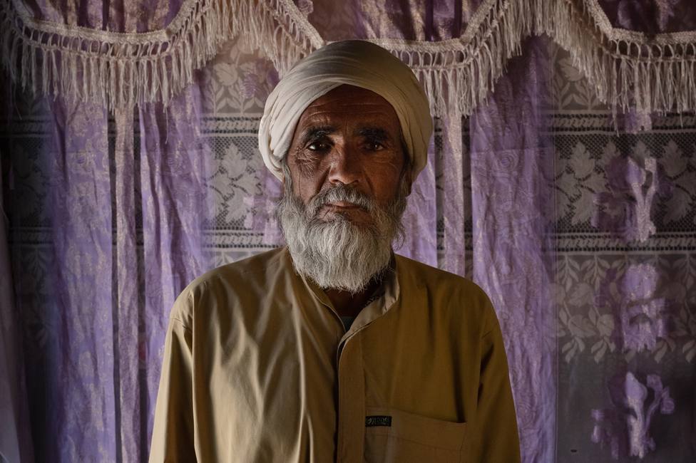 Abdul Aziz at his home in Shesh Aba. Image: Julian Busch/BBC