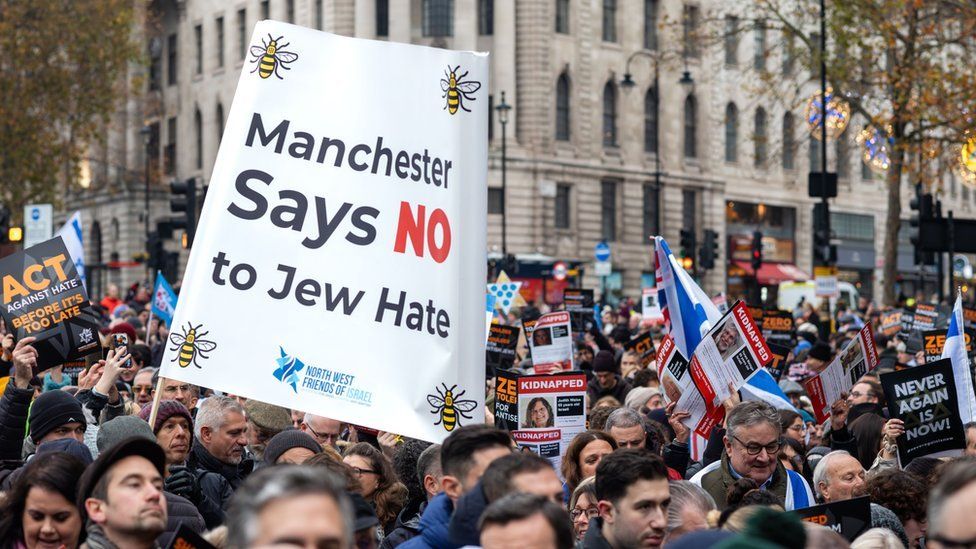 Protest against antisemitism in Manchester