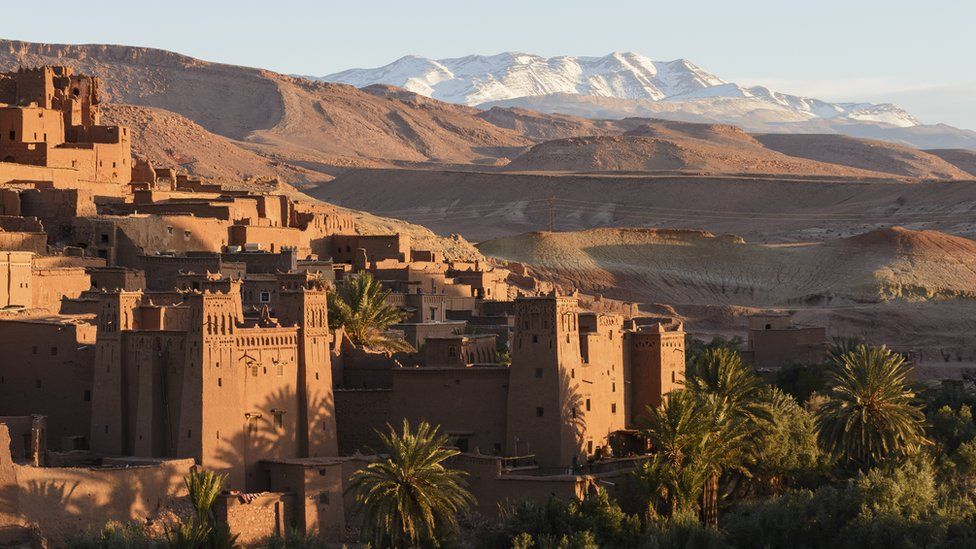 The Aït Benhaddou is a ksar, or fortified village, along the former caravan route between the Sahara and Marrakesh