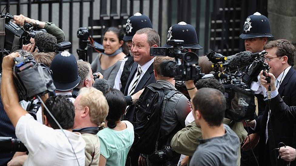 Mike Ashley arriving for parliamentary hearing