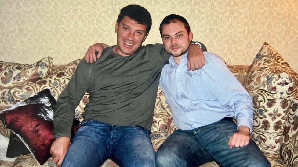 Vladimir Kara-Murza (right) sits alongside former Russian opposition leader Boris Nemtsov